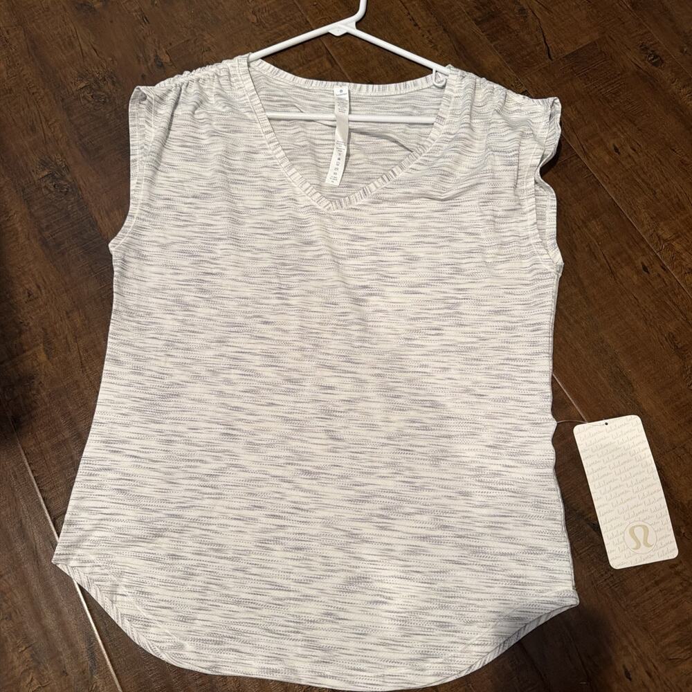 Lululemon Athletica Sweat Times Size 6 Heather White/grey V Neck